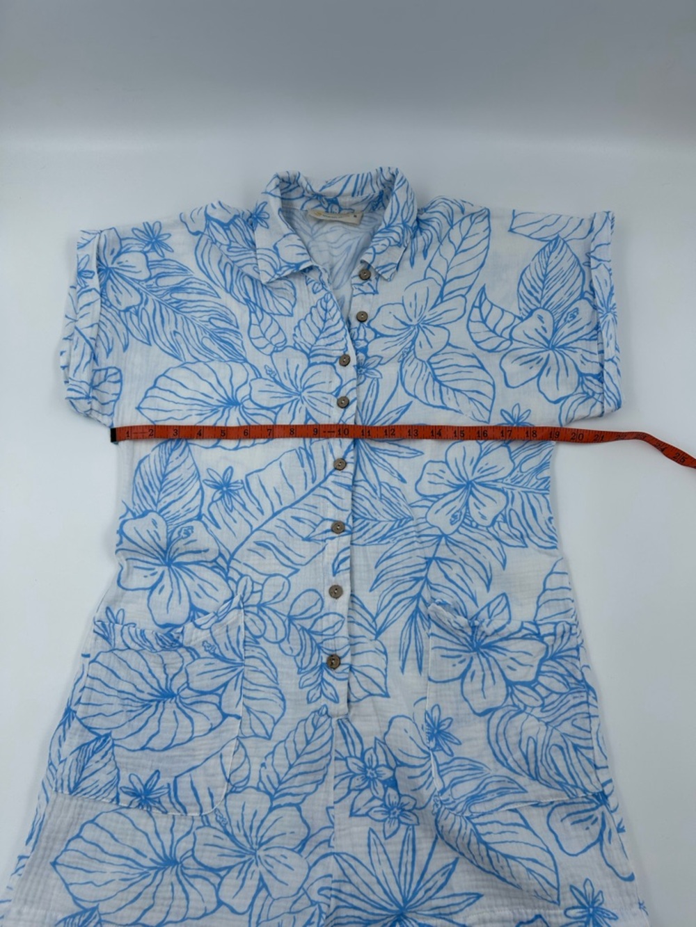 Ocean Drive White Romper with Blue Floral Print M - Picture 4 of 6